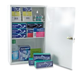 First Aid Kit Metal Wall Cabinet  - 20 Person Kit