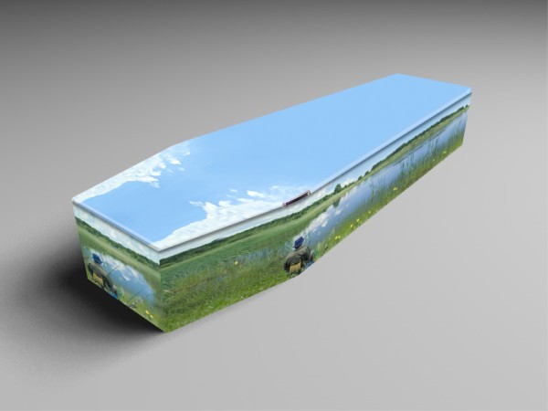 fishing river, fly, sea printed coffins.