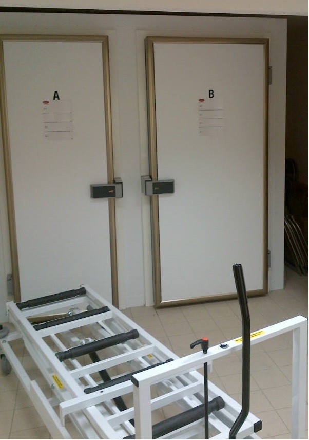 2 door end loading mortuary fridge - RW Roberts N. Wales