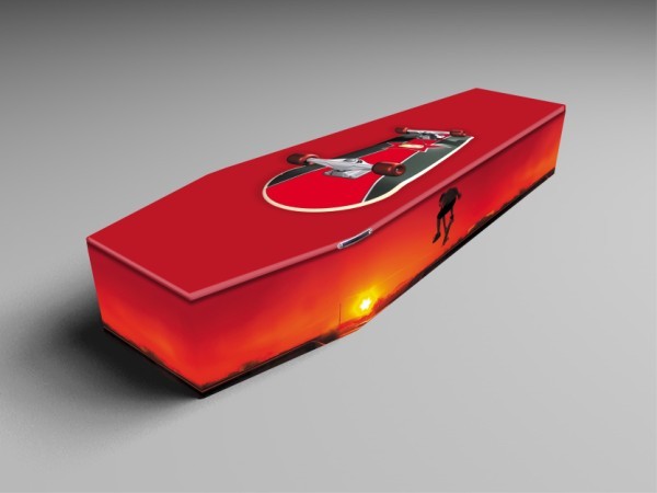 Rugby, skateboarding  Skiing printed coffins