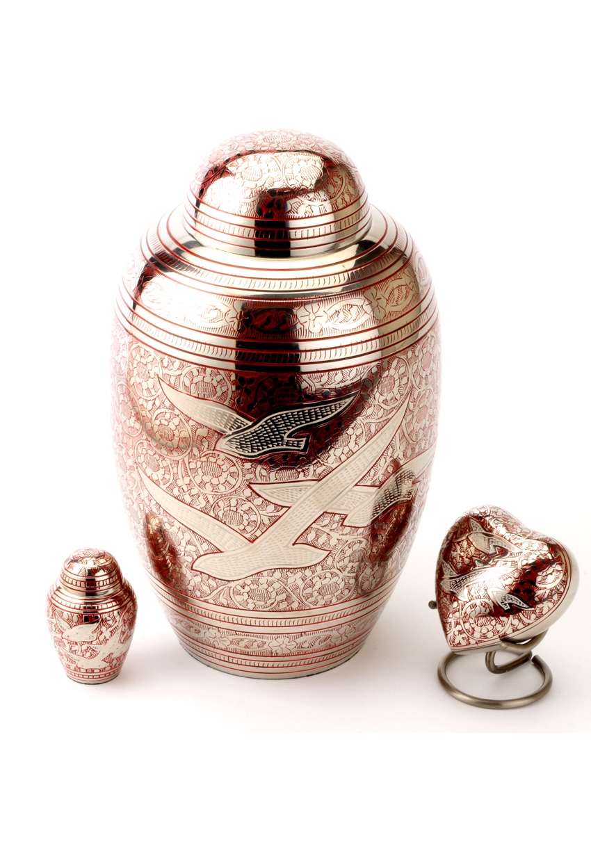 ALTHORP RED CREMATION ASHES URN WITH KEEPSAKE