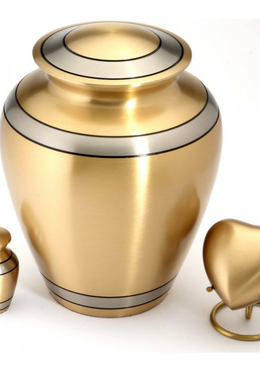 DURHAM BRASS CREMATION ASHES URN plus keepsakes