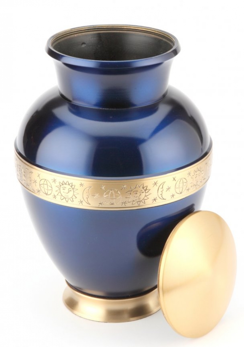 CAMBRIDGE SAPPHIRE CREMATION ASHES URN with lid off