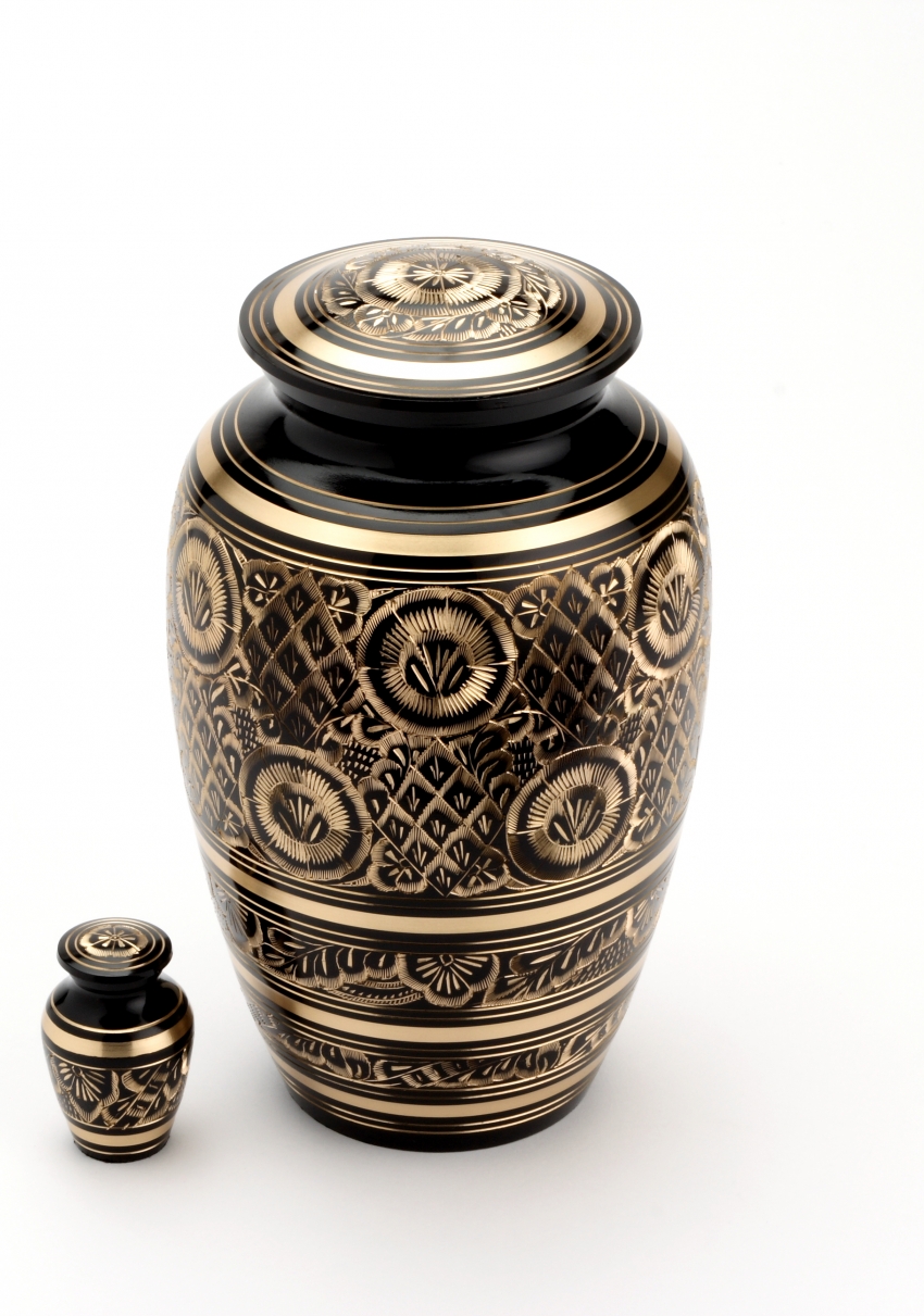 GLOUCESTER BLACK CREMATION ASHES URN WITH KEEPSAKE
