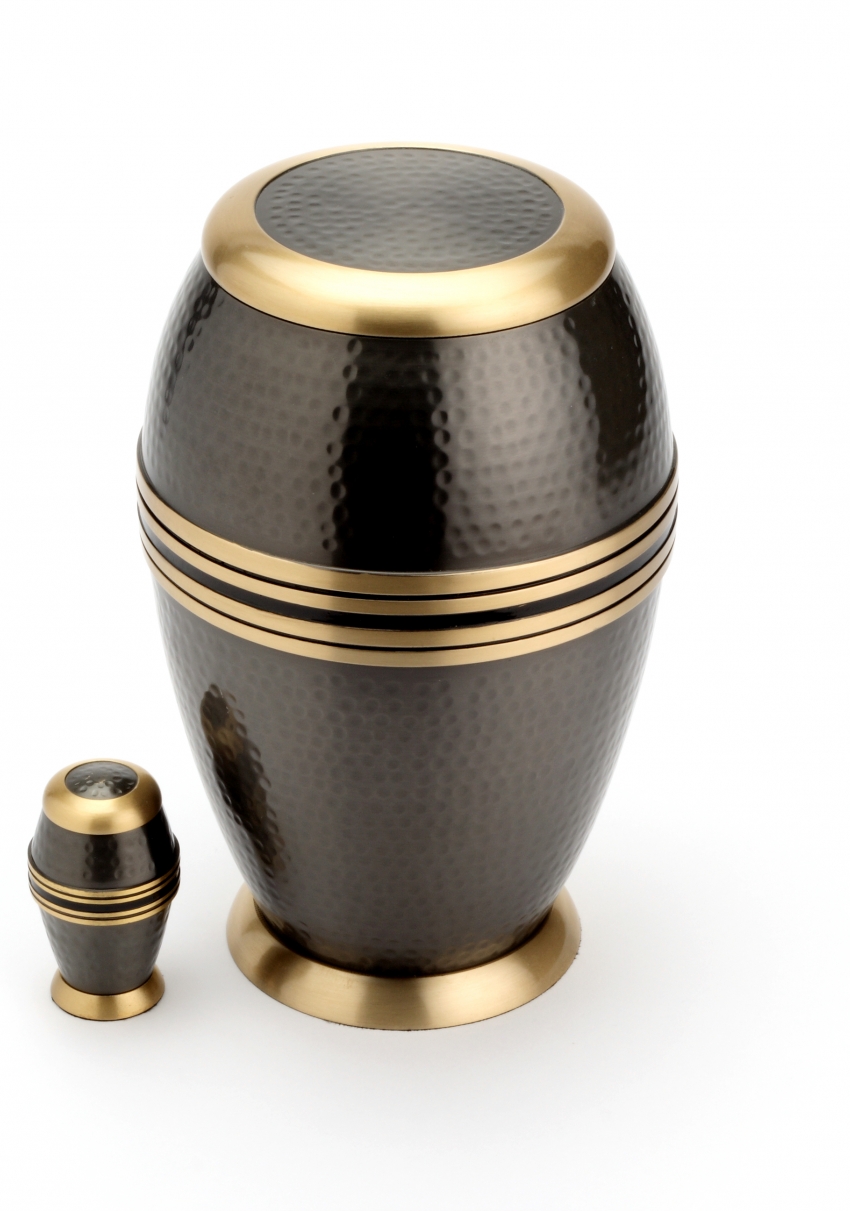 ASCOT BLACK CREMATION ASHES URN With keepsake