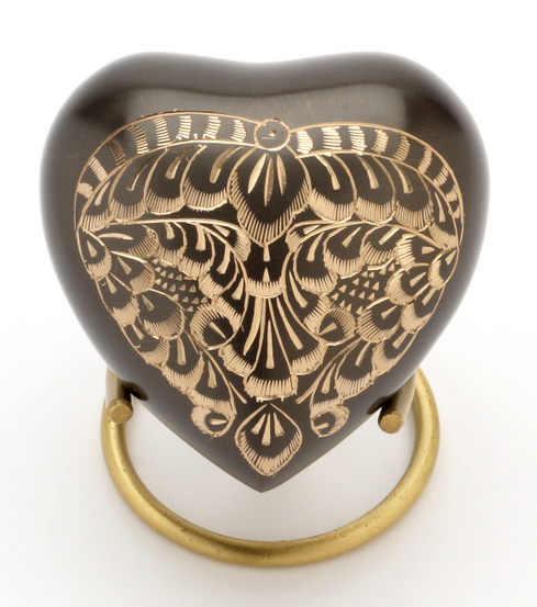 Heart Keepsake (Engraved Black Pewter Heart UU410001C) Token Ashes-0