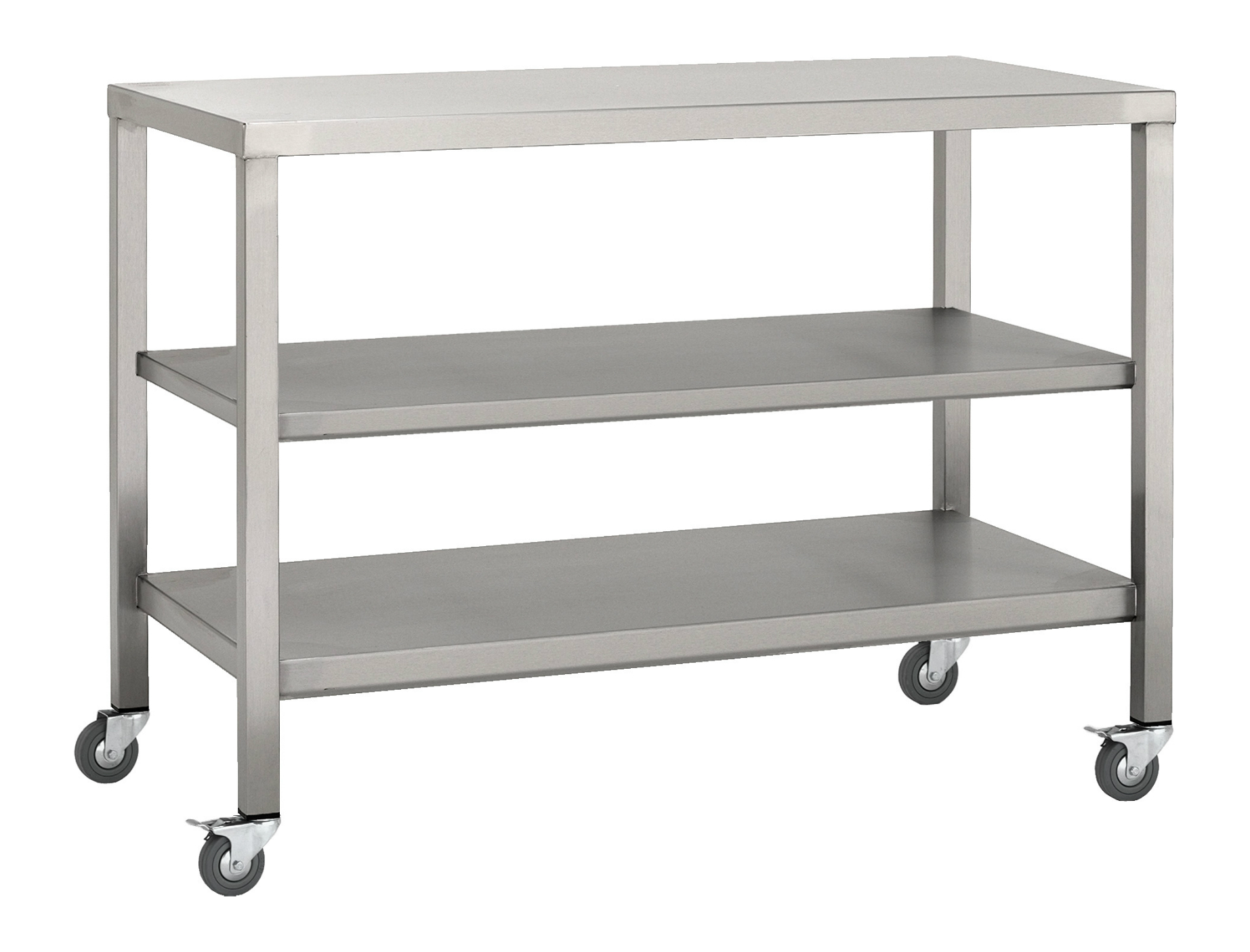 Stainless Steel Trolley 600x600 Twin Solid shelves-0