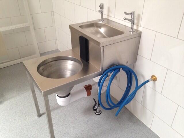 Compact mortuary embalming Sluice with integrated sink-0