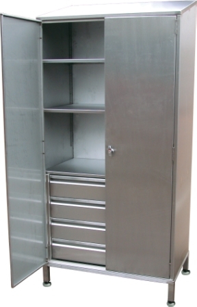 Double Door Storage Cupboard with 4 Internal Drawers-0