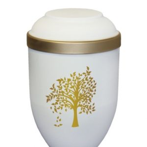 TREE WHITE BIO CREMATION ASHES URN